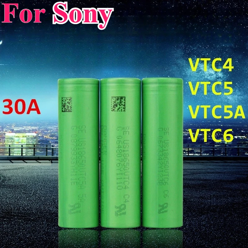 2PCS 3000mAh for Sony 18650 VTC4 VTC5 VTC5A VTC6 30A Electric Tool Power Model Aircraft Electric Fishing Machine Lithium Battery