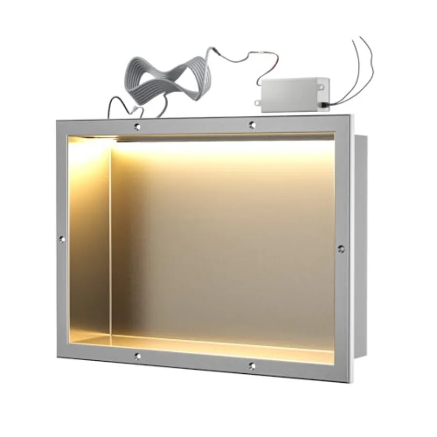 

Готовая ниша для душа с LED-подсветкой, алюминиевая настенная ниша, под плитку, сборная, для ремонта ванной комнаты, 12