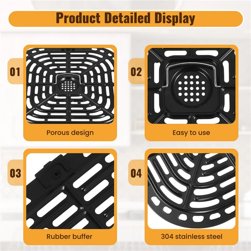 Placa de grelha para fritadeira ABYN-Air para fritadeiras de ar Instants Vortex Plus 6QT, substituição de bandeja de grelha quad