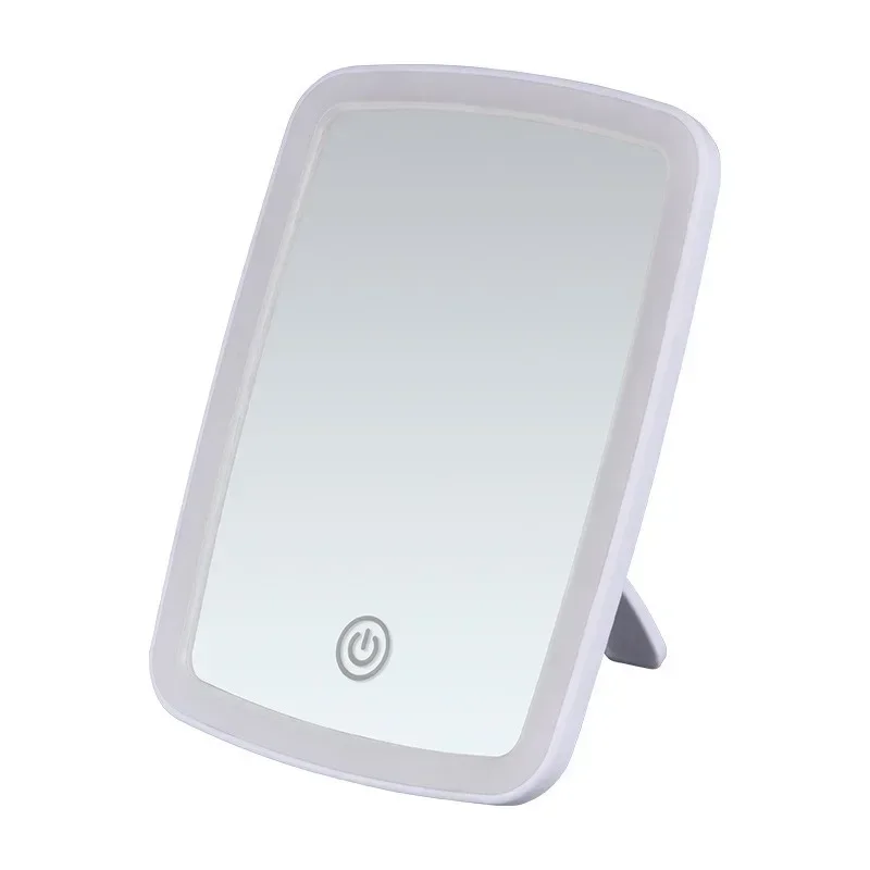 Miroir de maquillage portable avec lumière LED, écran tactile, lumière de vanité 3 couleurs, miroir en spanMirror pliant, outils de beauté à domicile