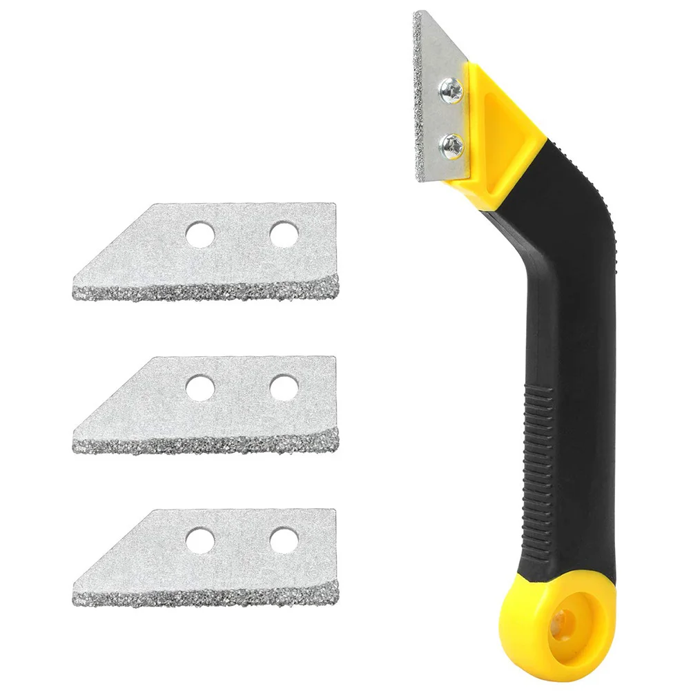 Sturdy Angled Grout Removal Tool with 3 Pieces Extra Blades Grout Scraping Rake Tool Caulk Remover Tool for Tile Cleaning