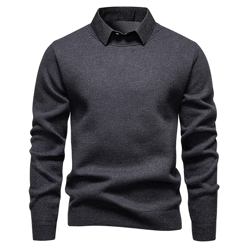 New Arrival Mens Knit Pullover Sweater Shirt Collar Coat Warm Autumn Winter