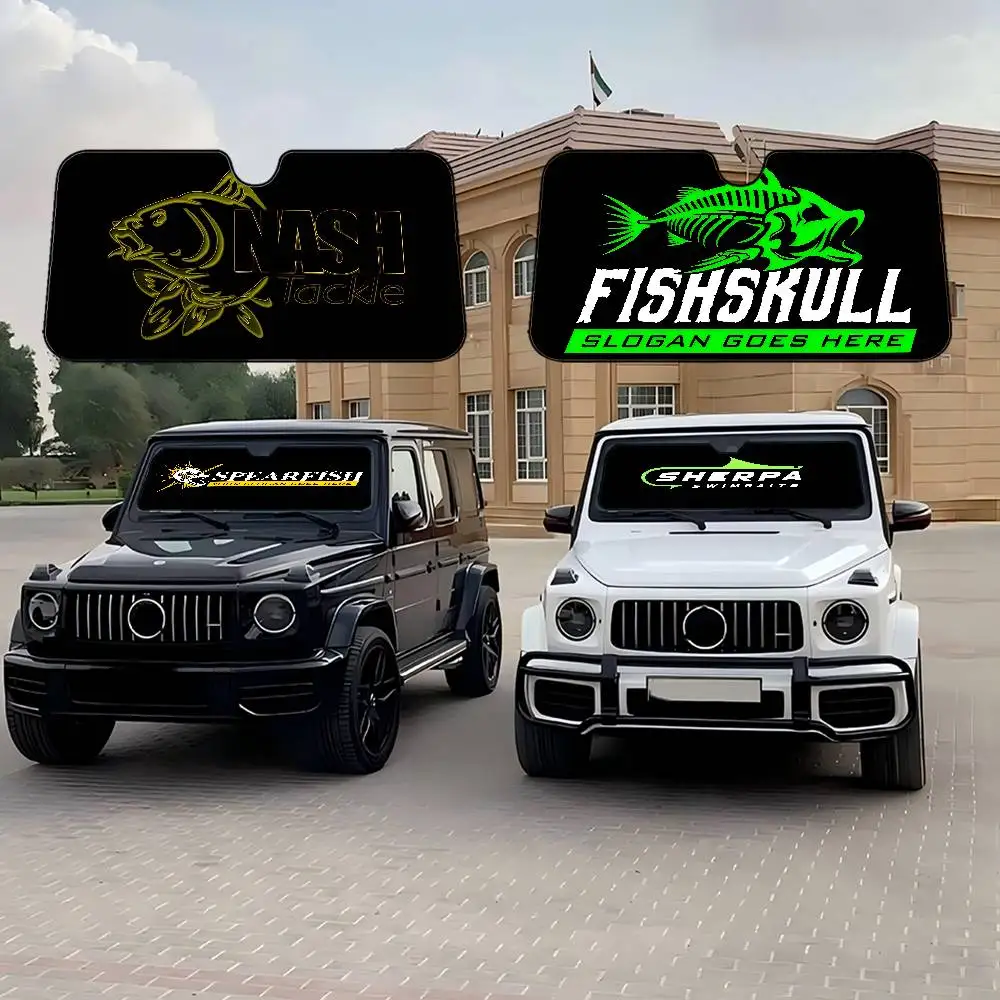 

Nash F-Fishing Logo Car Windshield Funny Sun Shade Foldable UV Ray Sun Visor Protector Sunshade For Front Window