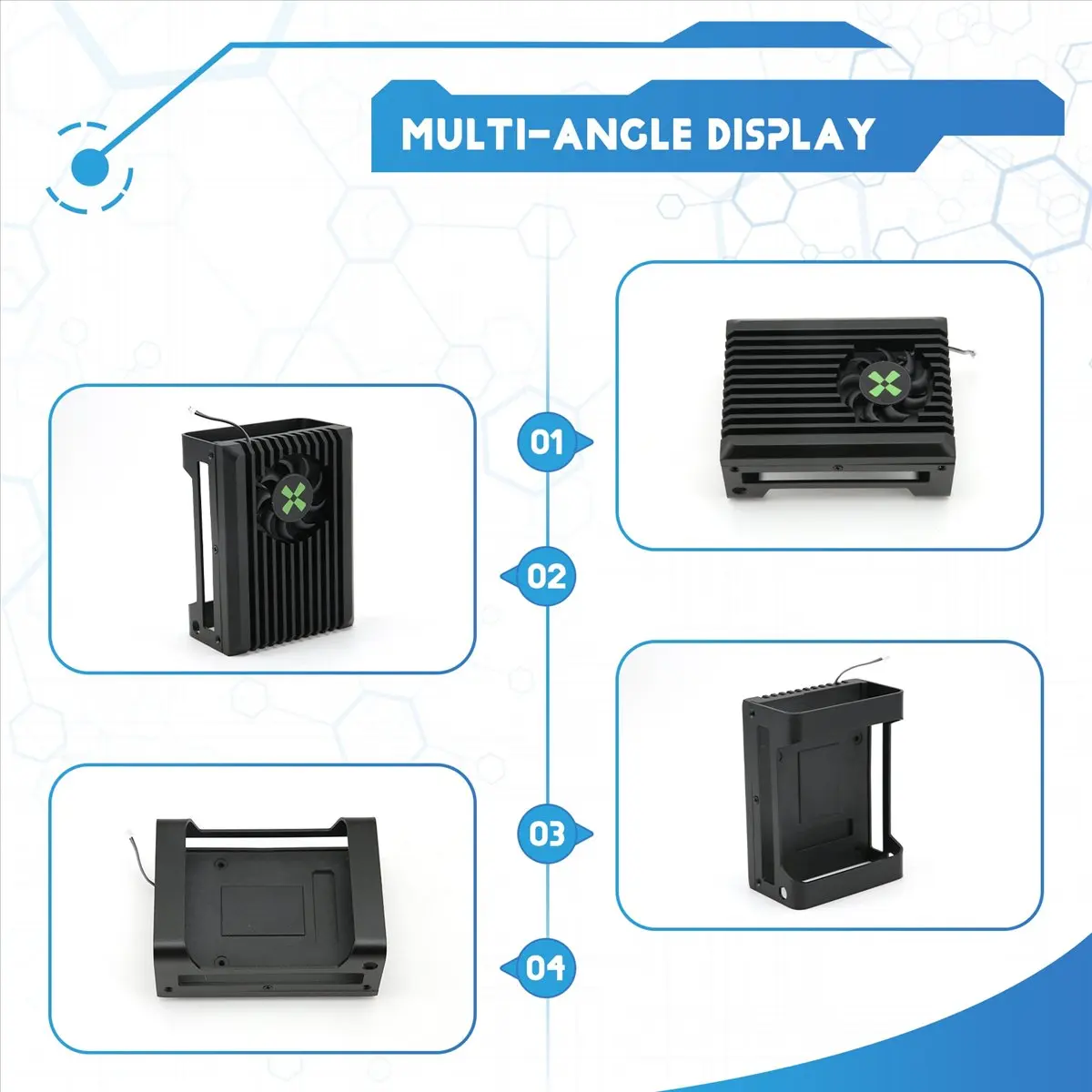 

(BAAY) Металлический радиатор с вентилятором для Radxa X4, легко устанавливается и снимается, поддерживает активное охлаждение.