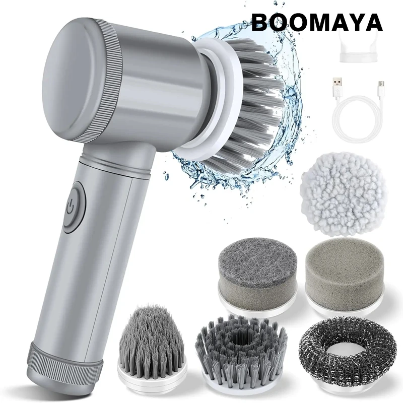 Electric Cleanning Brush 2024 Electric Scrubber for Bathroom with 6 Replaceable Heads,Handheld Spin Scrubber,Effortlessly