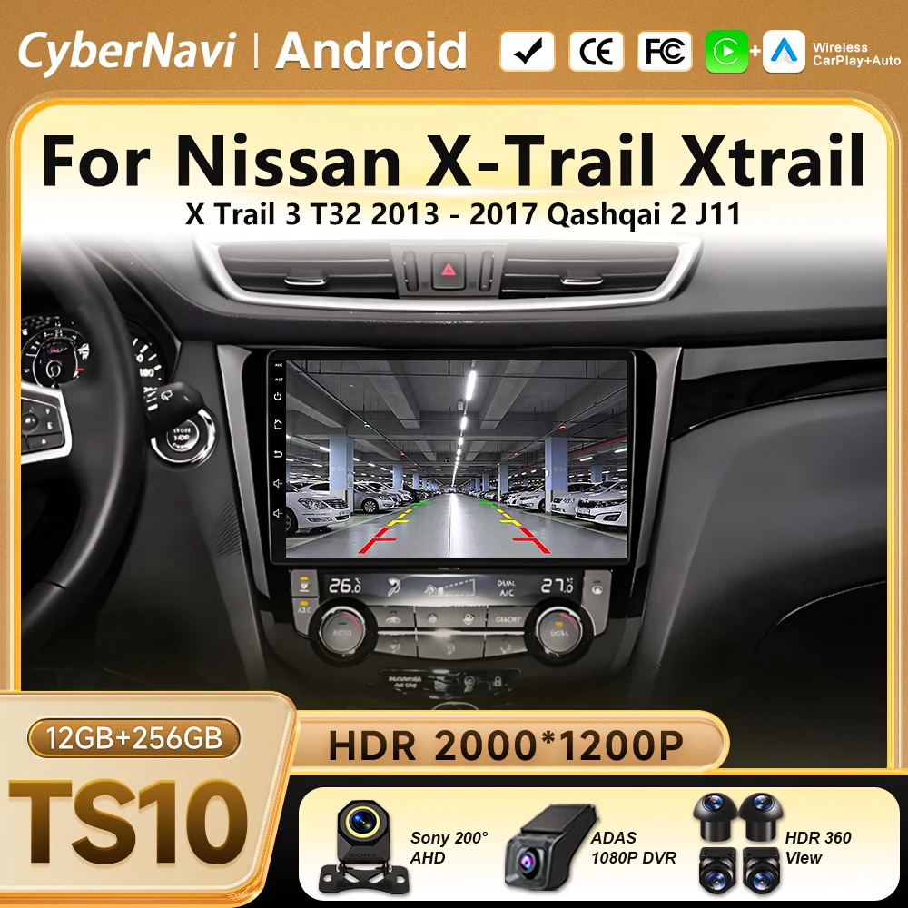 Android 16 para Nissan X-Trail Xtrail X Trail 3 T32 2013 - 2017 Qashqai 2 J11 Reproductor Multimedia Carplay Auto Radio Navegación