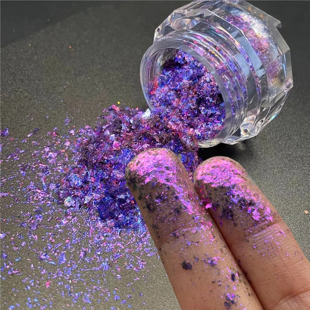 Unicorn Chameleon Aurora Nail Glitter Powder Colorful Magic Mirror Nail Pigment Flakes Powder Broken Yuki Aurora Chameleon Dust