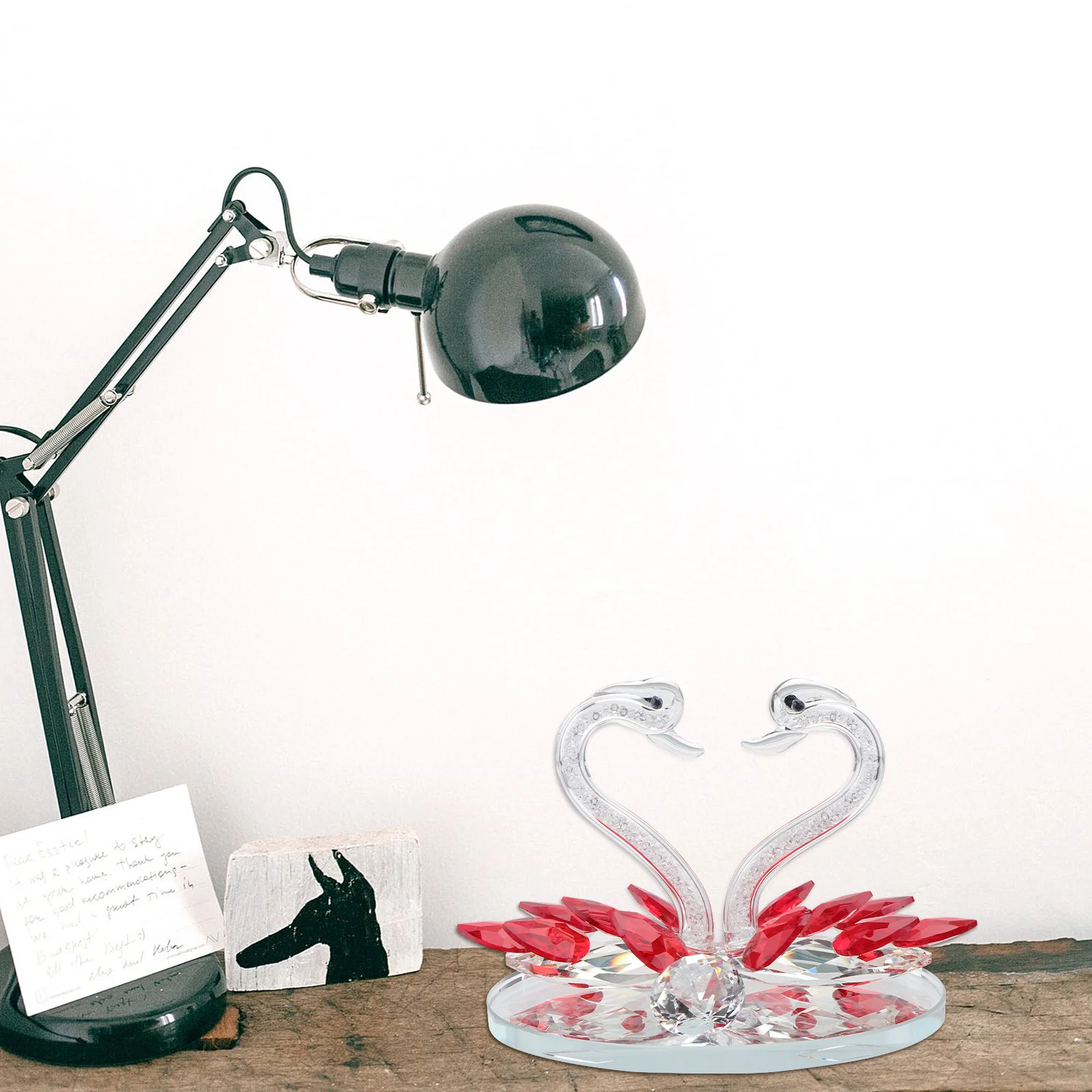 

1Pcs Crystal Swan Decoration Synthetic Quartz Romantic Couple Swans Ornament Wedding Party Layout Lovely Desktop Art Crafts