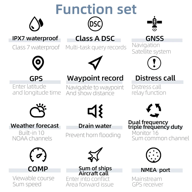 KSUN P510 25 واط DSC راديو بحري IPX7 مقاوم للماء اتجاهين جهاز الإرسال والاستقبال اللاسلكي البحري VHF GNSS نظام تحديد المواقع قارب ثابت راديو بحري