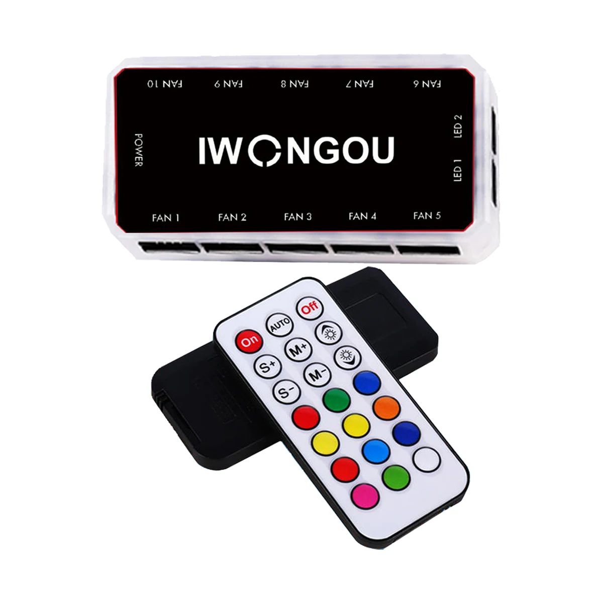 IWONGOU RGB Remote Controller DC12V 5A LED Color Intelligent Fan Controller With 10pcs 6-pin Fan Port 2pcs 4-pin Light Bar Port