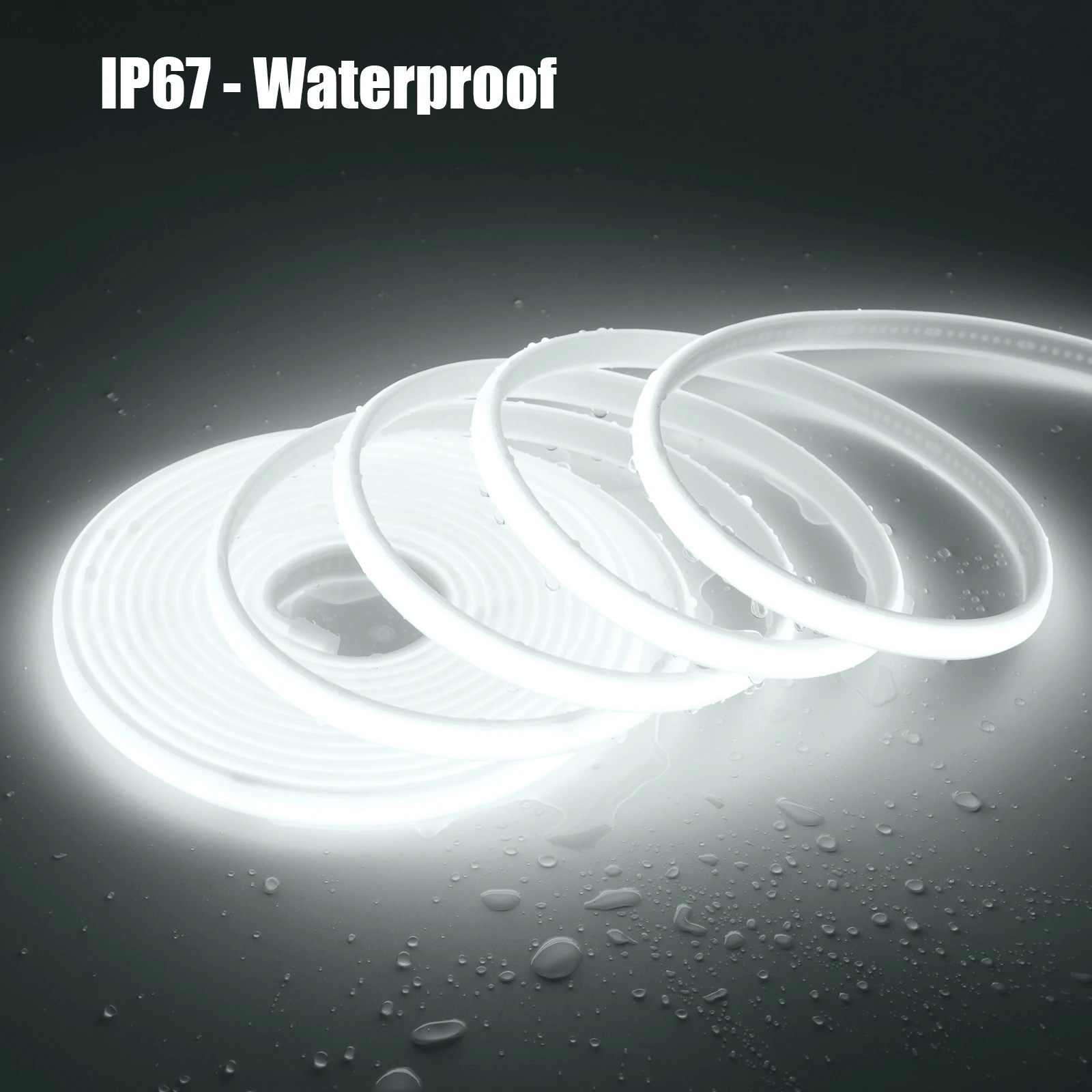 IP67 Waterproof COB Strip DC 12V 24V With 2PIN/DC Cable Outdoor Home Decor 3000K 4000K 6000K Flexible Ribbon Rope LED Neon Light