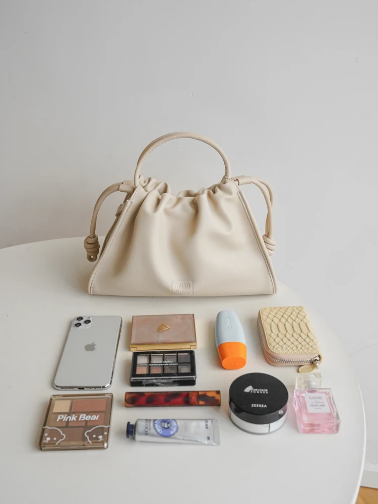 High-End Women's Soft Leather Folded Cloud Bag Single Shoulder Crossbody Underarm Bag Trendy Design Korean Style Handbag