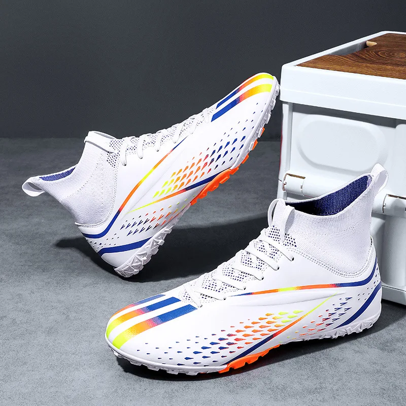 White Kids Football Boots TG/FG Soccer Field Shoes Original Teen-agers Sport Sneaker Training Male Outdoor 2023 Futsal for Kids