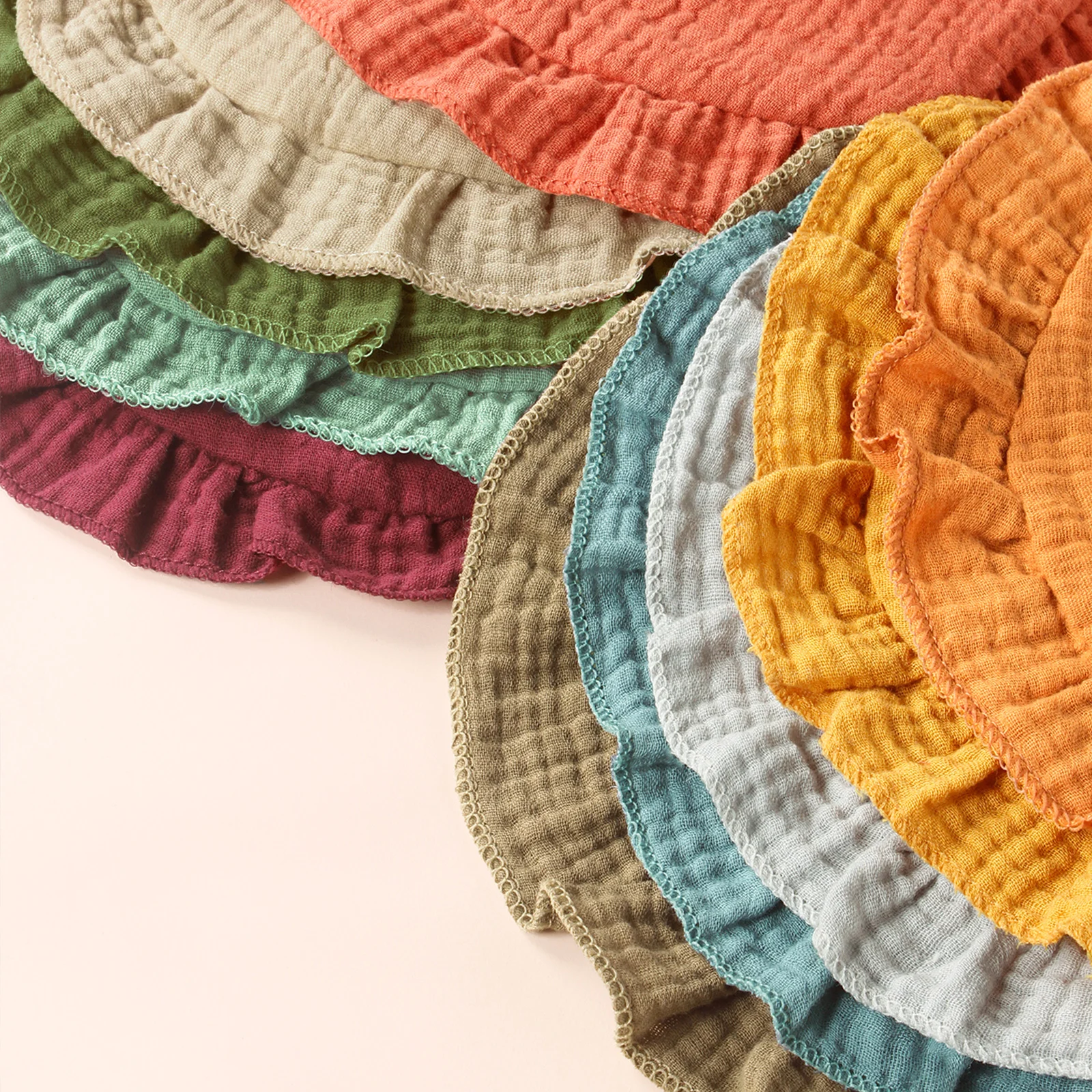 10Pcs/Set Factory Direct Kid Burp Cloth Cotton Double Layer Waterproof Baby Saliva Towel Comfort Ruffle Drop Shape Children Bibs