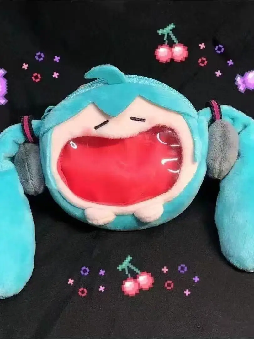 Hatsune Miku Coin Purse Women Shoulder Bag Cartoon Kawaii 14cm Headphone Bag Plush Pain Bag Crossbody Bag Keychain Girl Gift image 5