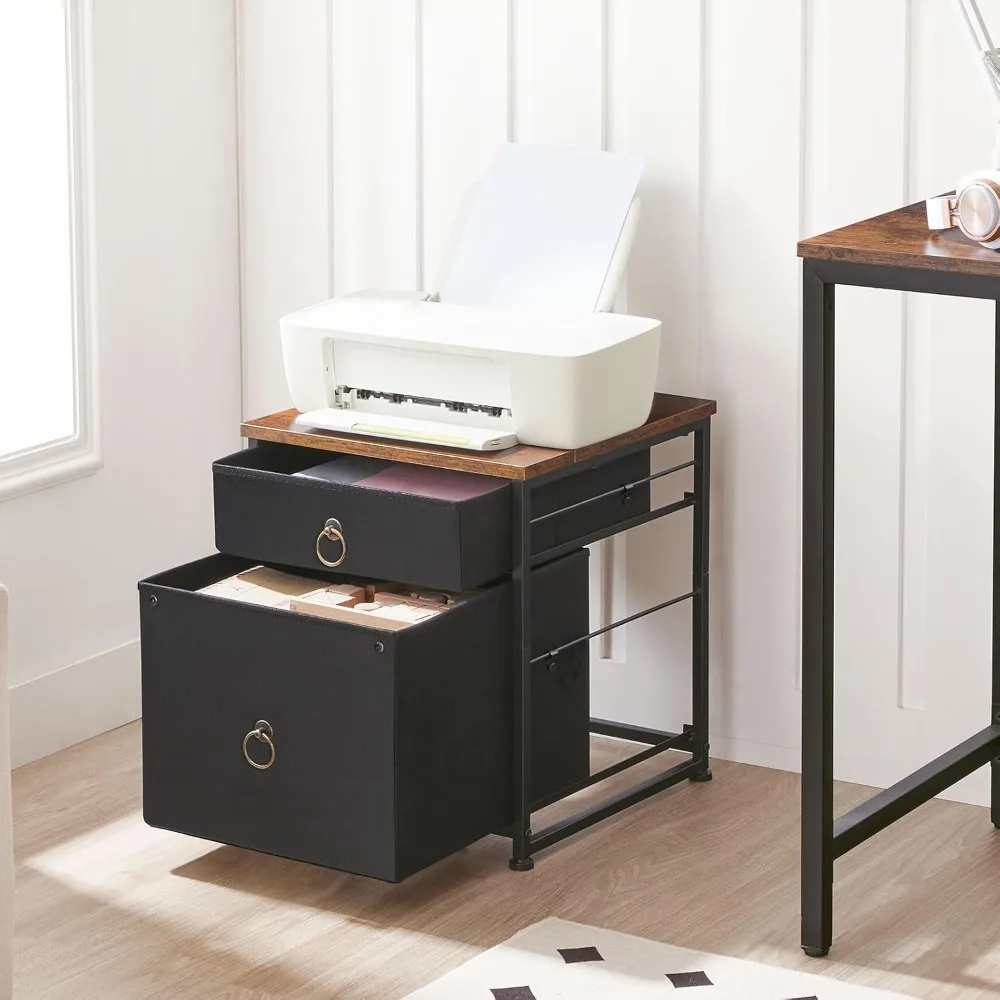 2-Drawer Vertical Mobile File Cabinet, Rolling Printer Stand with Lockable Wheels for Home Office Organization