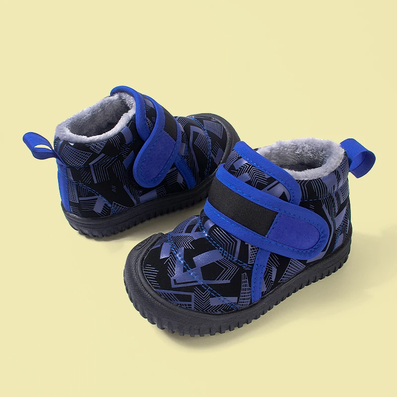 New Winter Fleece-Lined Kids Ankle Boots, Soft-Soled Casual Warm Cotton Shoes for Boys and Girls