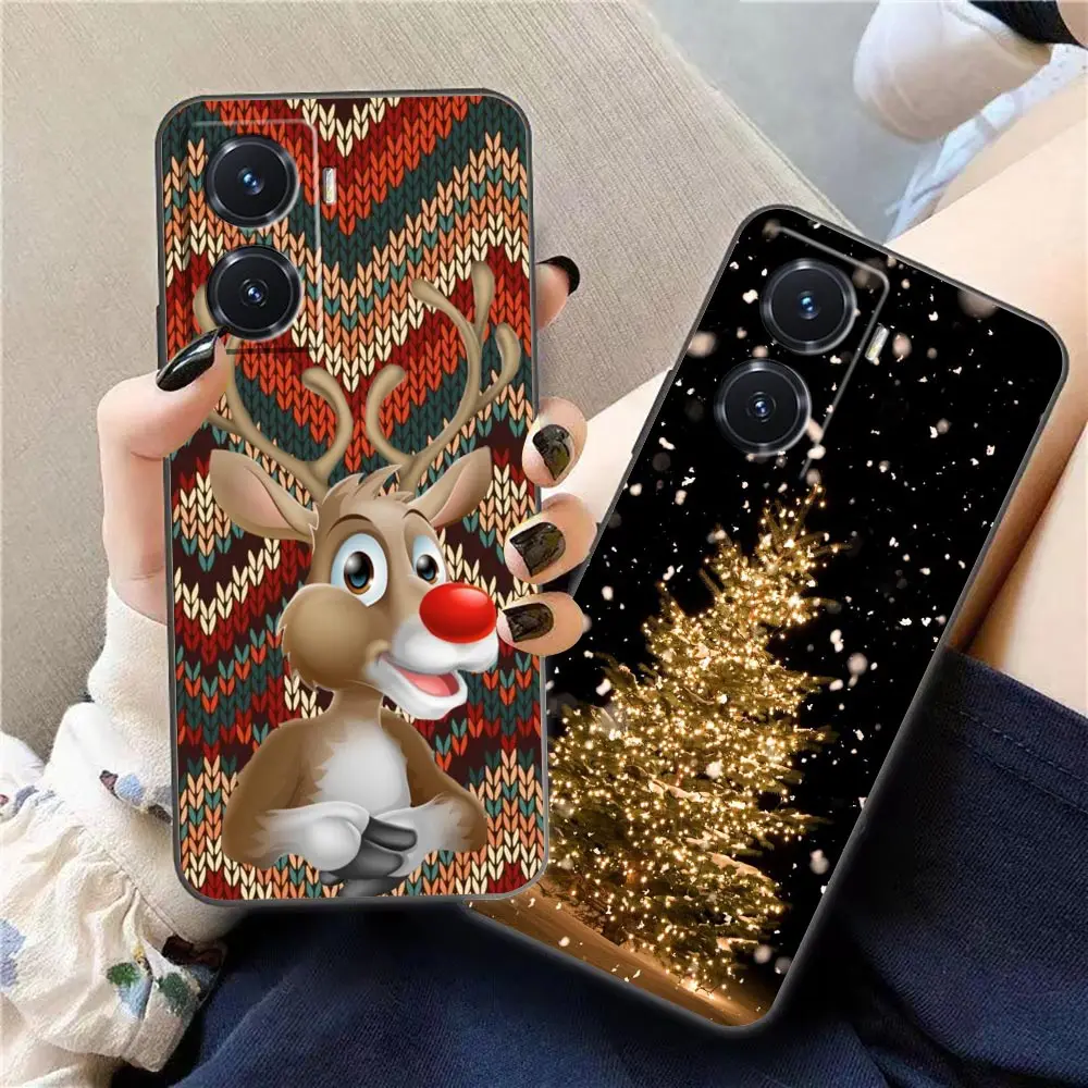 Phone Case For VIVO Y93 Y91 Y85 Y83 Y78 Y77 Y76 Y75 Y72 Y55 Y52 Y52S Y51 Y51S Y50 Y22S 4G 5G Soft Case Santa Elk Christmas Tree