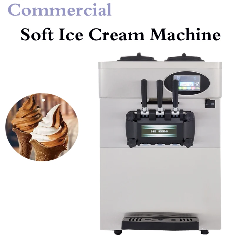 2+1 Three flavor Soft Ice Cream Machine Dessert Dhop Dtainless Dteel Ice Cream Machine Ice Cream Freezer Equipment