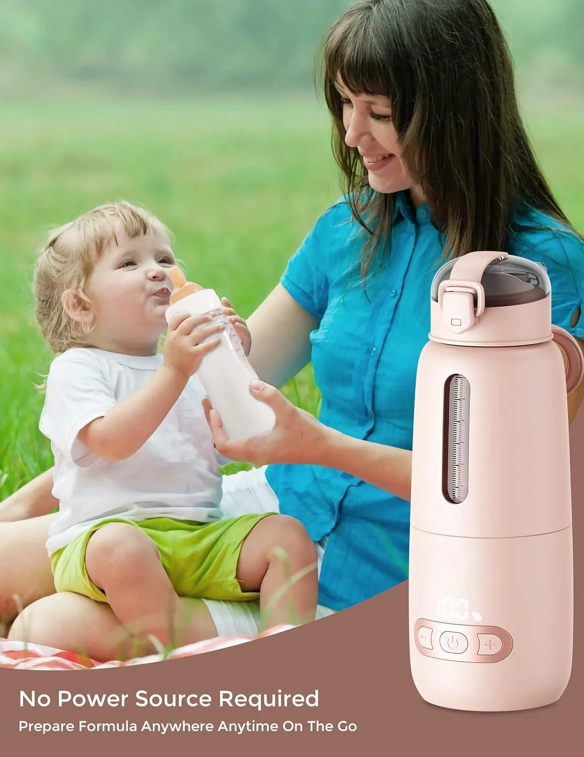 Portable Baby Bottle Heater USB Rechargeable15000mAh Food Grade Glass Body +1/-1℃Adjustable Outdoor Fast Soak Milk Bottle Warmer