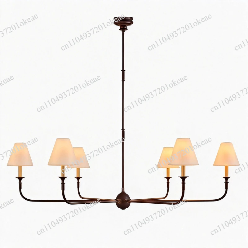 All copper American simple retro restaurant  linear chandelier