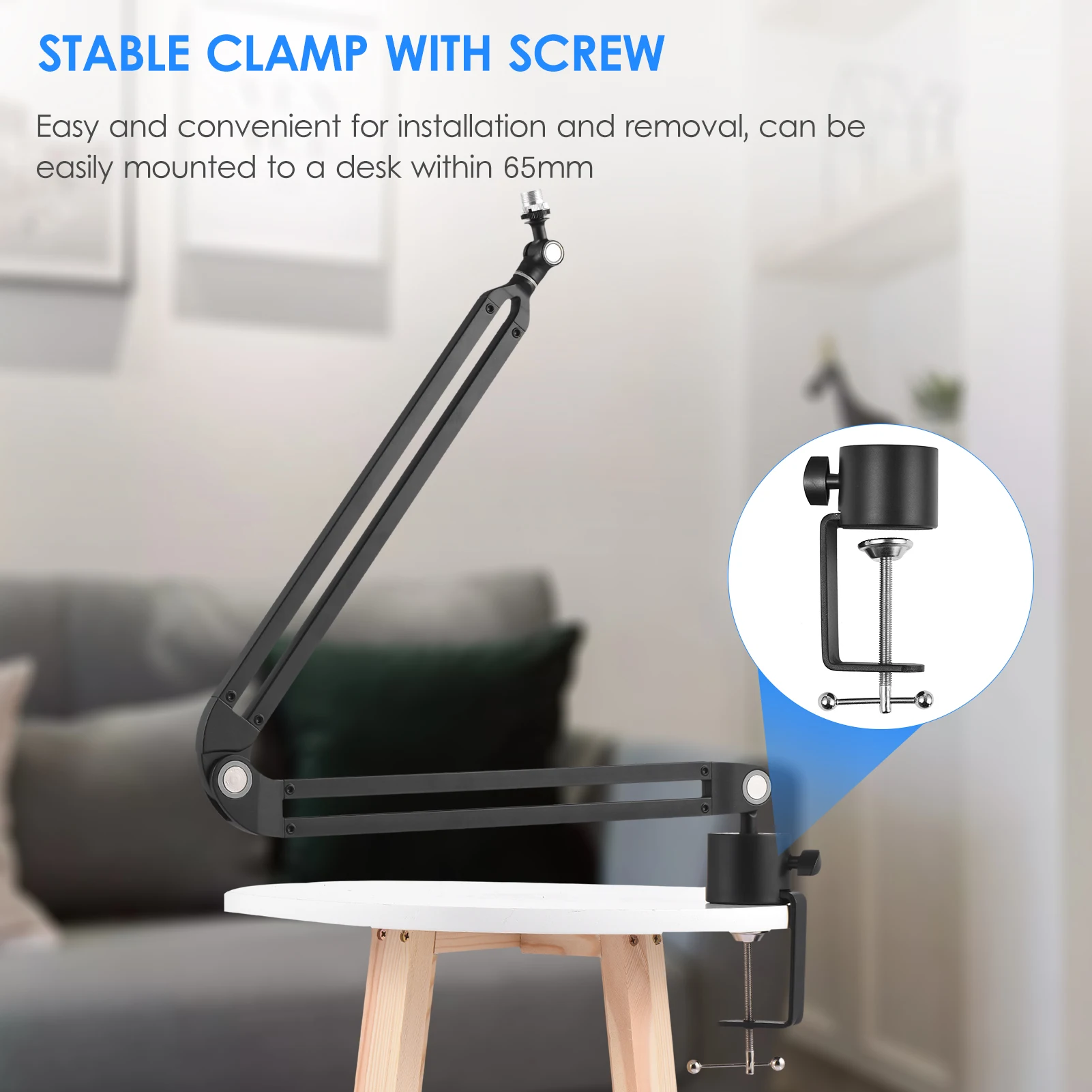 

Microphone Arm Stand Set All Metal Heavy Duty Mic Suspension Arm Hands-free Mic Stand C-Clamp Sticky Tapefor Singing Live Stream