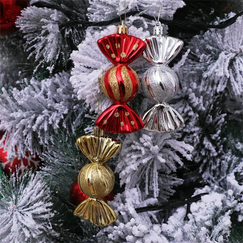 6PCS/Box DIY Christmas Tree Decoration Pendant Electroplating Candy Xmas Ball Window Door Haning Ball 2025 Happy New Year