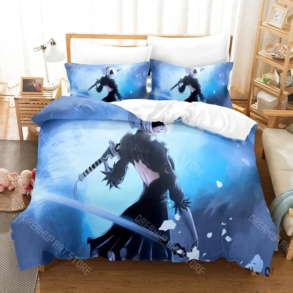 3D Printed NieR Automata 2B Game Bedding Set for Boys Girls Duvet Cover Pillowcase Twin Queen King Full Single Double Sizes