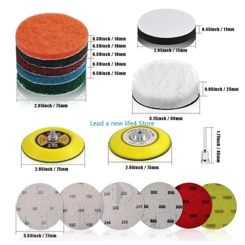 Y55E Car Headlight Polishing Restoration Set Remove Scratches Improve Safety 42PCS