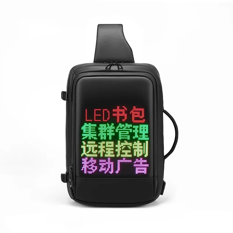 Smart LED Men's Large Capacity Breast Bag Travel Shoulder DIY Smart Messenger Bag  Waterproof Outdoor Trend Cool Cycling Bag