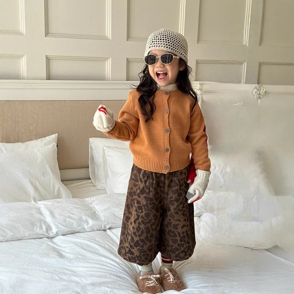 

2025 Winter New Children Long Sleeve Knitted Coat Girls Sweater Cardigan Boys Casual Knitwear Kids Knit Jacket Baby Clothes