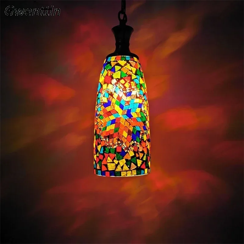 

Vintage Bohemian Chandeliers Ceiling Home Decor Stained Glass Lighting Fixtures Loft Living Room Pendant Light Bedroom Hanglamp