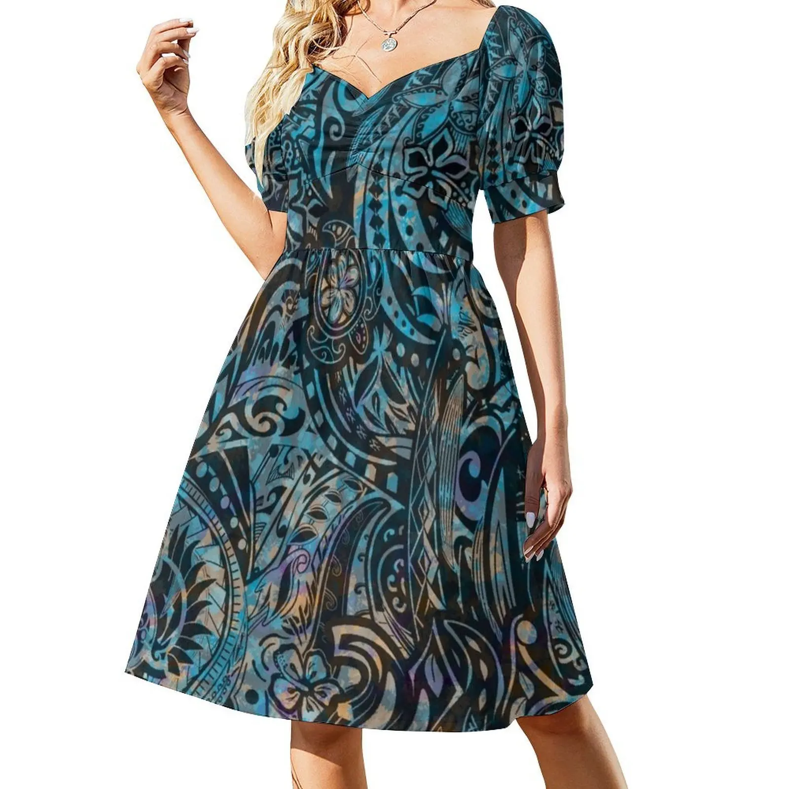 فستان حفلات نسائي تجريدي قبلية هاواي ملابس الشارع الشهير ملابس نادي مطبوعة عصرية للإناث هاواي ساموا بولينيزيا