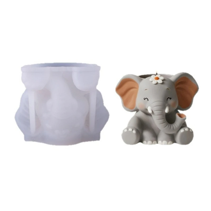 652B Versatile Silicone Mold with Elephant Designs for Creating Resin Concrete Flower Pot Decoration Items Craft Projects