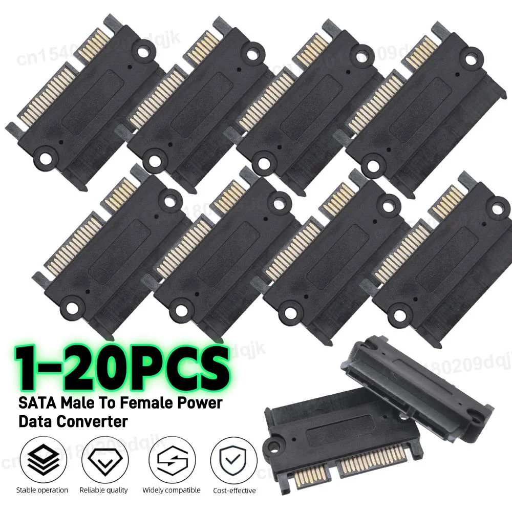 

1-20PCS SATA Male To Female Power Data Converter 22Pin 7+15 Male To Female Power Data Adapter SATA To SATA Converter