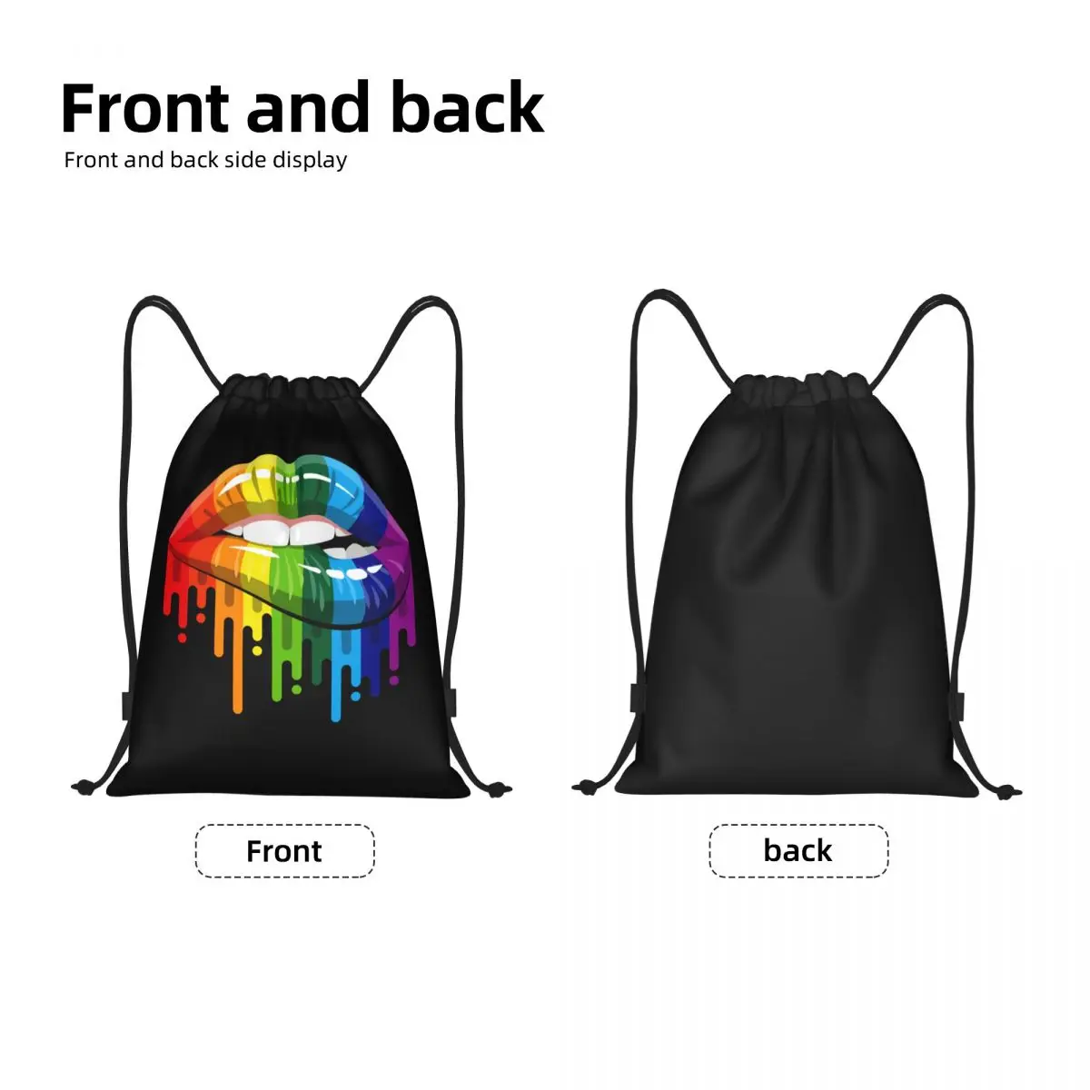 Rainbow Lips Pride LGBT Drawstring Backpack Women Men Gym Sport Sackpack Portable Gay Lesbian Shopping Bag Sack