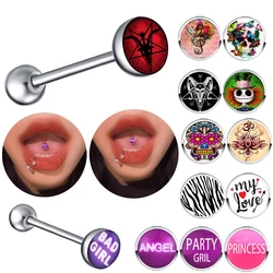 28 Styles Tongue Ring Piercing Punk Stainless Steel 2pcs Snake Eye Letter Sexy Nightclub Bar Tongue Stud Piercing Body Jewelry