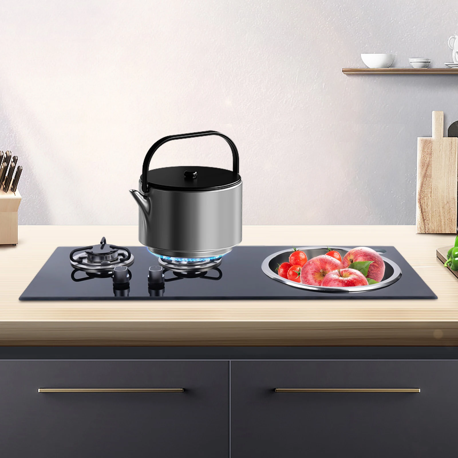 Gas Stove for RV 1.8KW Efficient Combustion Flameout Protection Precise Fire Control Stable Grate Compact Space Safe Ignition