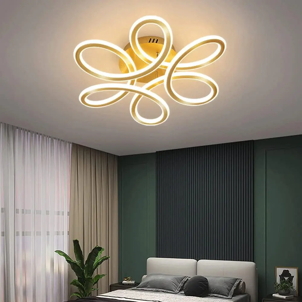 55cm LED Ceiling Lights Modern Petals Acrylic Semi Flush Mounted Ceiling Lighting Fixture for Bedroom Kitchen Hallway Office