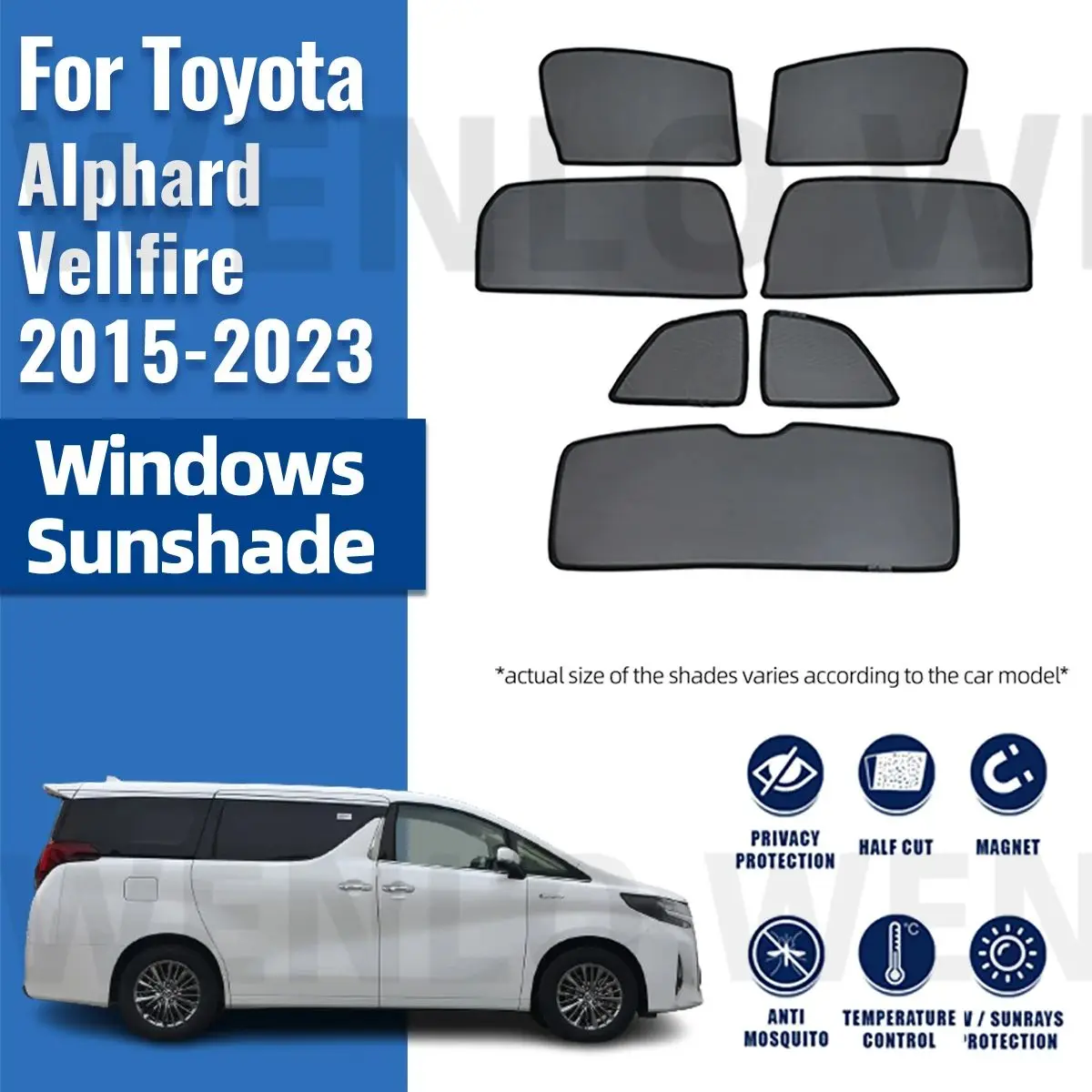 

For Toyota Alphard Vellfire AH30 2015-2022 Magnetic Car Sunshade Visor Front Rear Windshield Frame Curtain Side Window Sun Shade