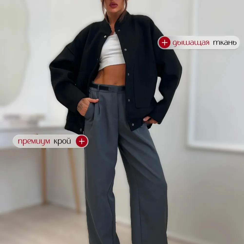 Women Office Coat Outwear Female Regular Length Jacket Women Stand Collar Coat Stand Collar Design Loose Fit Style