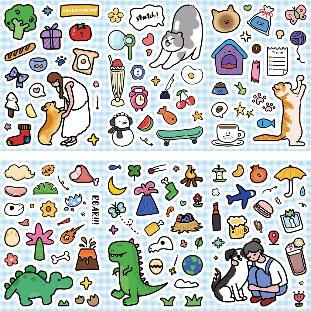 ملصقات كولاج كورية لطيفة للحيوانات الأليفة مكونة من 8 أنماط - مجلة مقاومة للماء وديكور Guka DIY RecordingYourLife Store