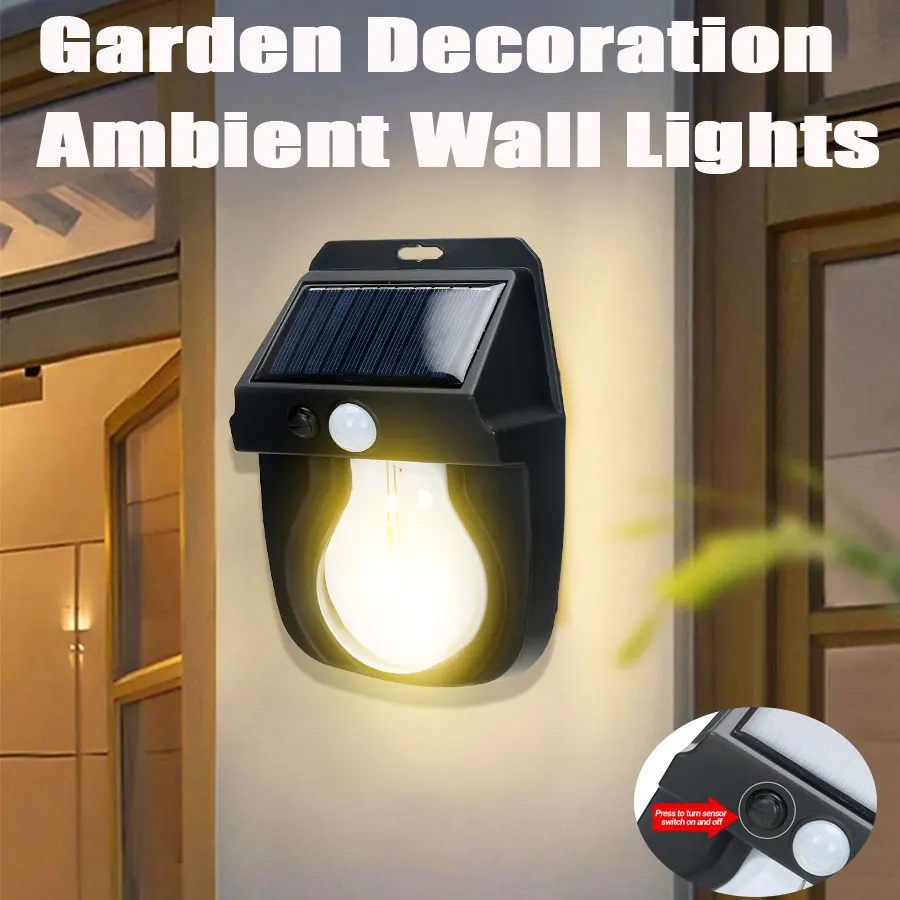 Solar Power Outdoor Wall Light, Waterproof Garden Lamp for Yard Fence Motion Sensor, Auto Illumination for Security & Decoration