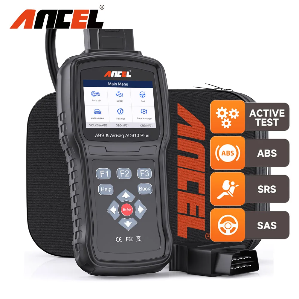 ANCEL AD610 Plus OBD2 Automotive Scanner OBD2 Check ABS SRS Airbag SAS Reset Active Testr Auto tool Diagnostic Scanner Tools