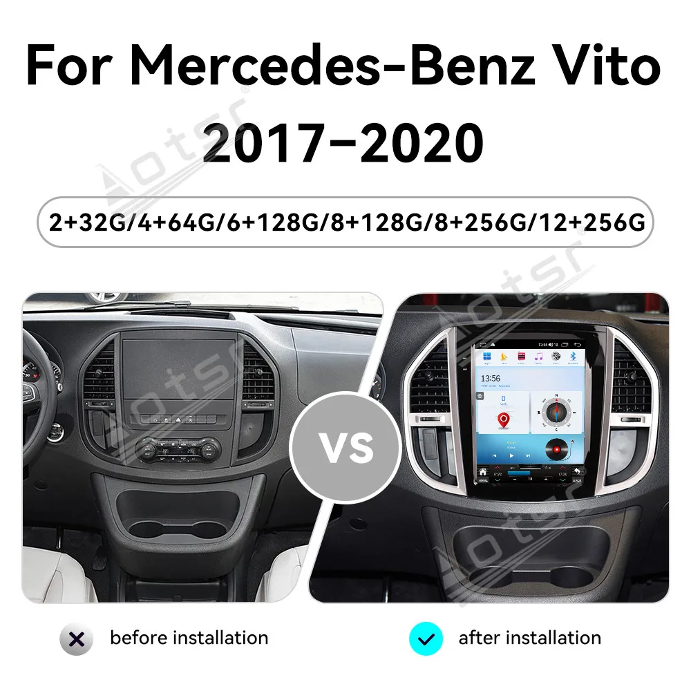 

Сенсорный экран Android 14, автоматический мультимедийный автомобильный радиоприемник для Mercedes-Benz Vito 2017-2020, автомобильный GPS-навигатор, аудио стерео головное устройство