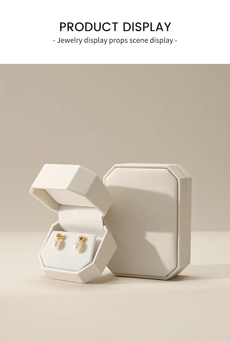 Oirlv Single and Double Ring Box PU Leather Wedding Jewelry Box Organizer Case Gift Jewelry Ring Box for Engagement Customizable
