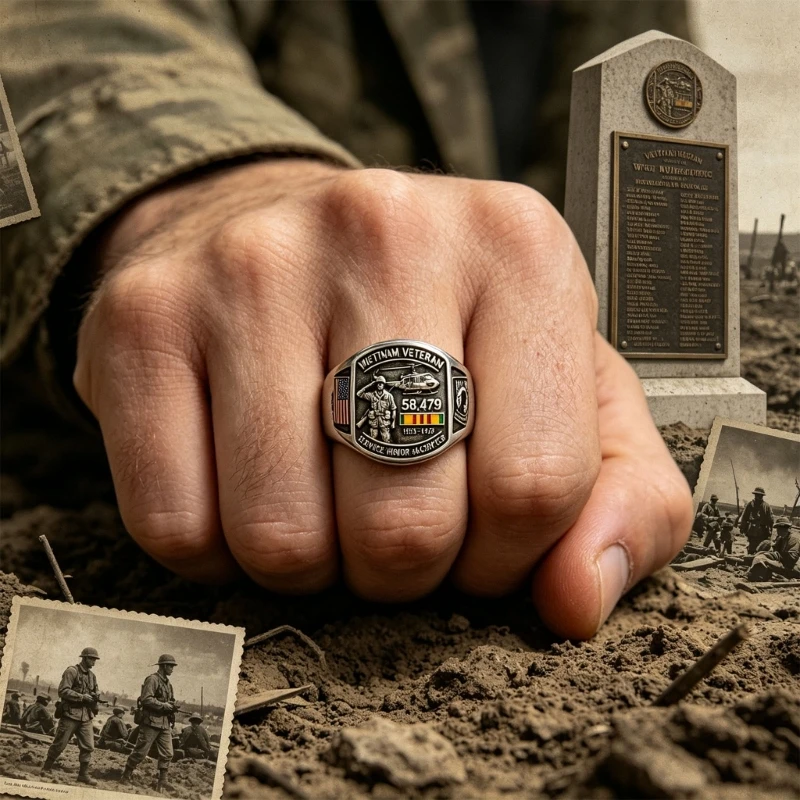 Stylish Open Rings Adjustable Rings Veterans Theme Finger Jewelry Alloy Texture Suitable for Fashion Lover Present E0BF