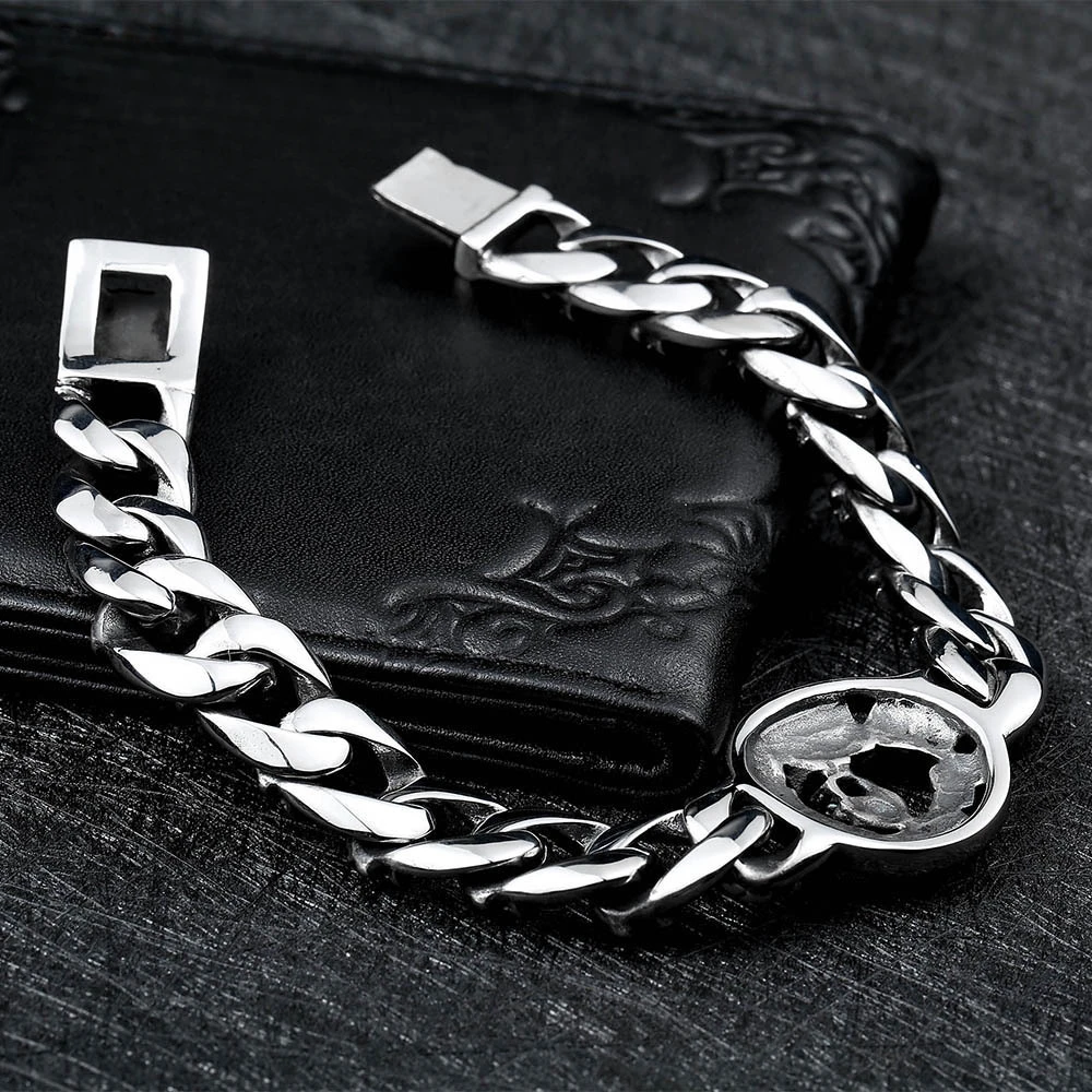 European and American punk personalized stainless steel men's Halloween skull bracelet jewelry