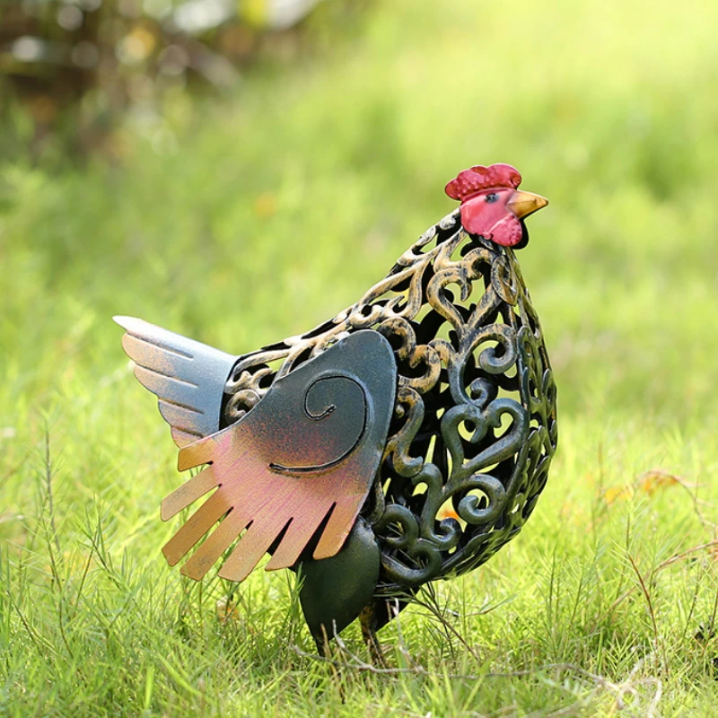 

Colorful Tin Rooster Sculpture Vintage Metal Animal Decor Handcrafted Garden Ornament Outdoor Yard Statue Rustic Farm Decor