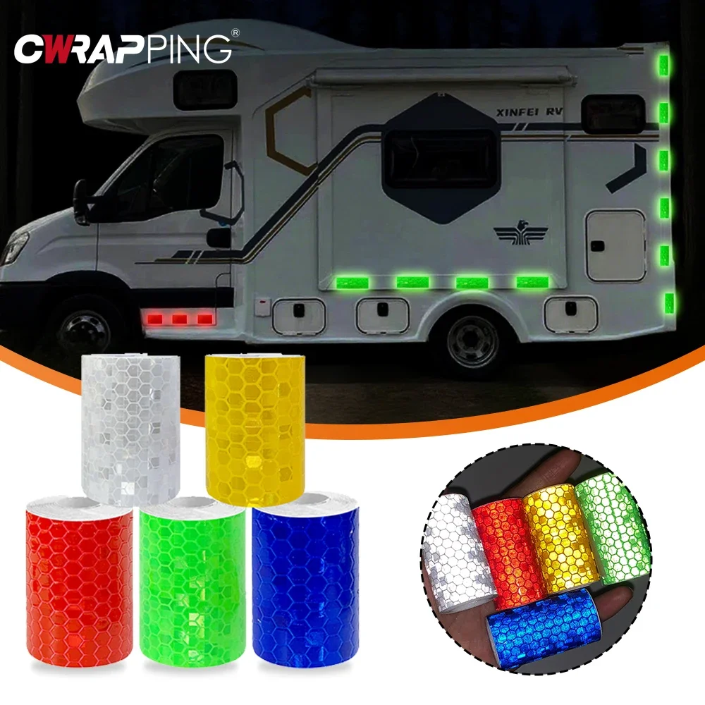 

Light Reflective Sticker Waterproof Car Adhesive Tape Honeycomb Texture for RV Camper Car Exterior Accessories Reflector Parts